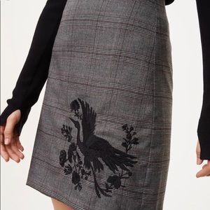 New with tags petite plaid bird LOFT skirt